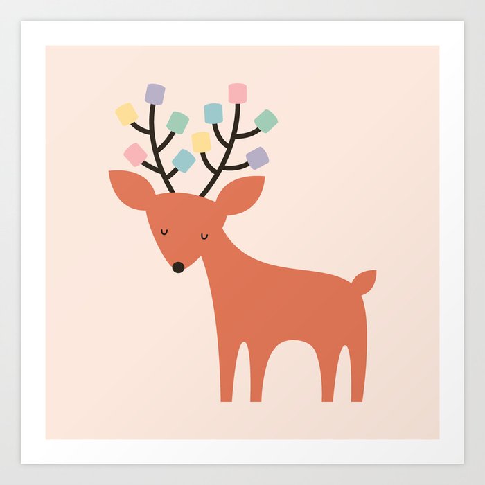 Deer Marshmallow Art Print