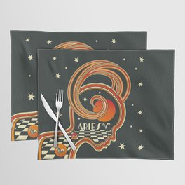 70s Aries - Retro Zodiac Art - Mid Century Modern - Astrology - Star Signs Placemat