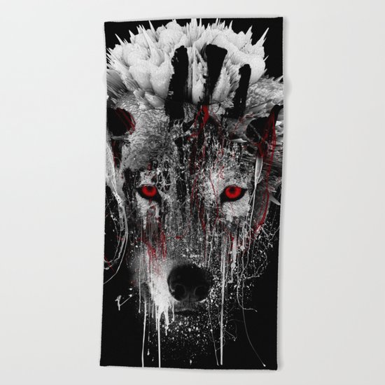 WOLF - RED EYE Beach Towel