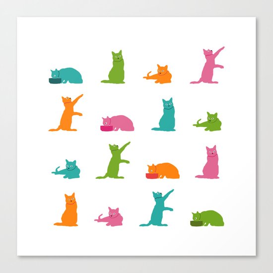 Cats Multicolor Canvas Print