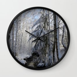 Scottish Highlands Winter Snow River Wall Clock