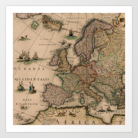 Antique Map Design Art Print