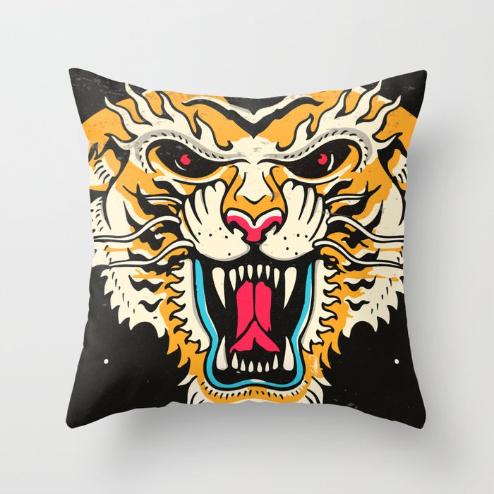 Tiger 3 Eyes Throw Pillow
