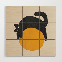 Cat with ball Wood Wall Art