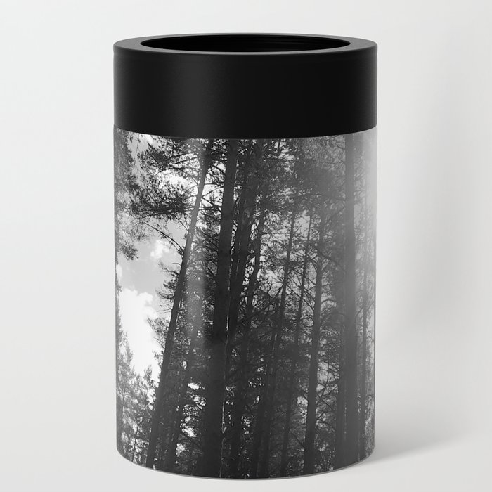 Black and White Sun in a Pine Forest Can Cooler