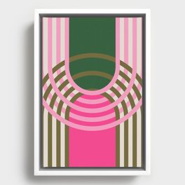 Green and Pink Balanced Rainbow Arcs Framed Canvas