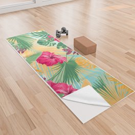 Summer Hibiscus Flower Jungle #1 #tropical #decor #art #society6 Yoga Towel
