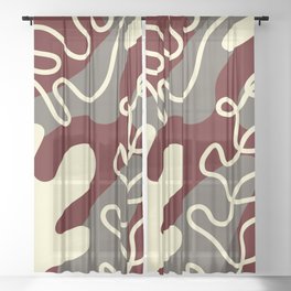 Abstract line shape fern 2 Sheer Curtain
