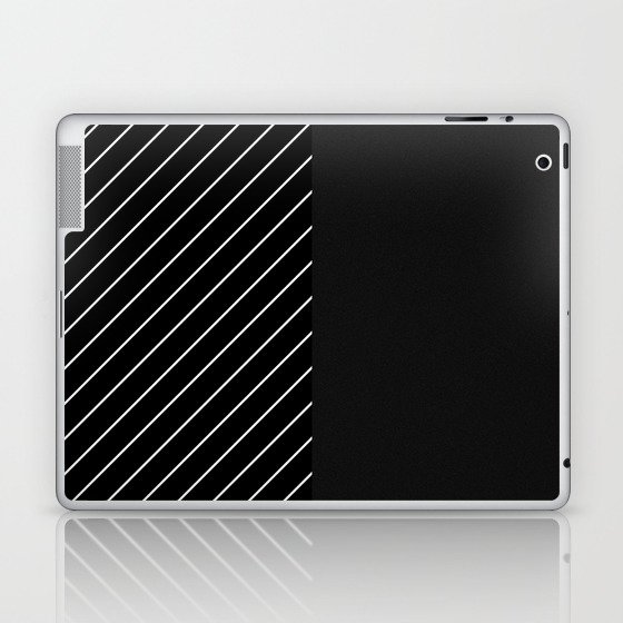 Elegant Thin Stripes and Paper Texture Noise Texture Black White Laptop & iPad Skin