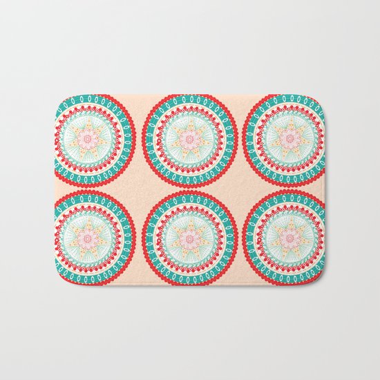 Blooming Red Flower Bath Mat