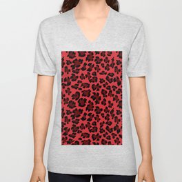Red Leopard Print // Leopard Prints On Me V Neck T Shirt