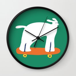 Poodle dog on skateboard Wall Clock