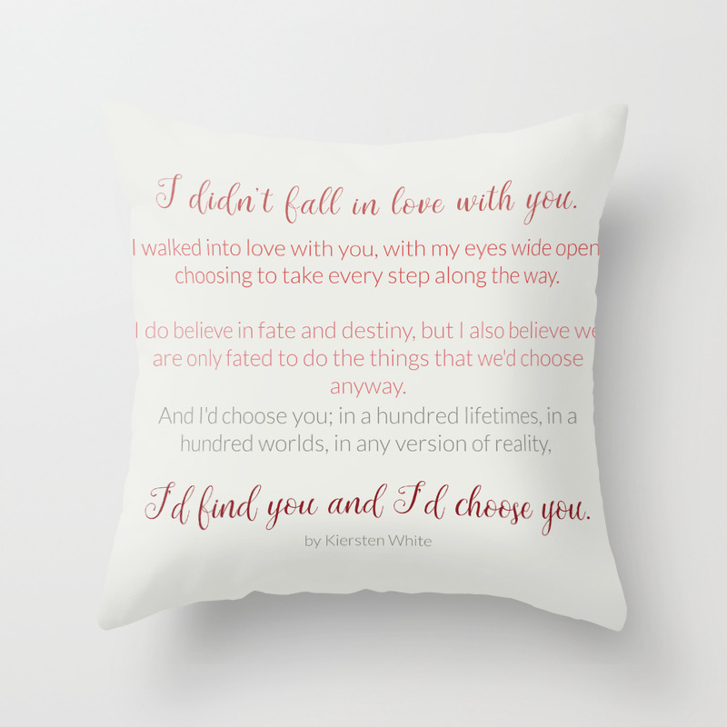 I D Choose You 4 Quotes Love Minimalism Throw Pillow By