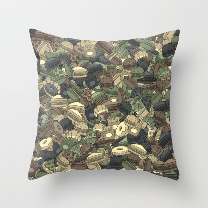 Fast food camouflage Throw Pillow