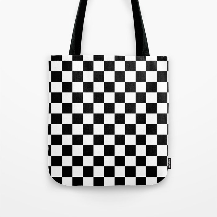 Race Flag Black and White Checkerboard Tote Bag
