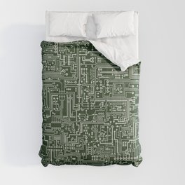Circuit Board // Green & Silver Comforter