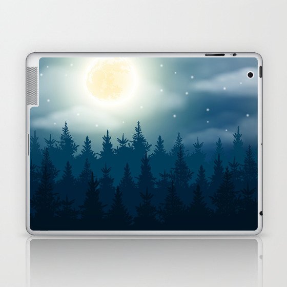 Magical Midnight Moon Misty Forest Laptop & iPad Skin