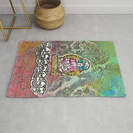 Pink Robed Buddha Rug | Mixed Media, Collage 