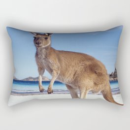 Australia Photography - A Kangaroo On The Beach Rectangular Pillow