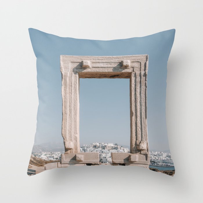 Portara to Greece | Temple of Apollo on the Island of Naxos, Cycladic Islands | Summer Travel Photography Throw Pillow