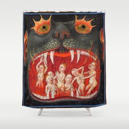 The mouth of Hell medieval art Shower Curtain