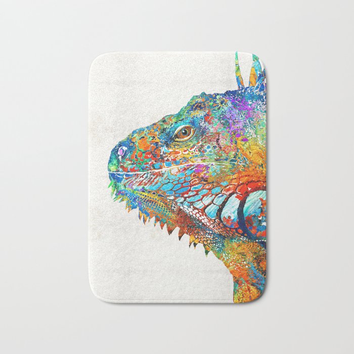 Colorful Iguana Art - One Cool Dude - Sharon Cummings Bath Mat