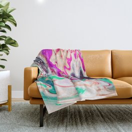Wavy Fluid Paint Abstraction In Turqouise Throw Blanket