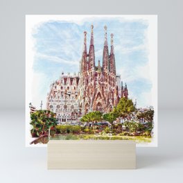 La Sagrada Familia watercolor Mini Art Print