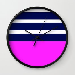 Summer Patio Perfect, Pink, White, Navy Wall Clock
