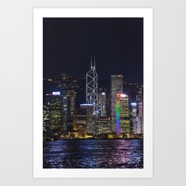 Hong Kong Night Skyline Art Print