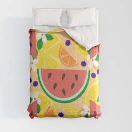 Summer Fruits on Orange Comforter