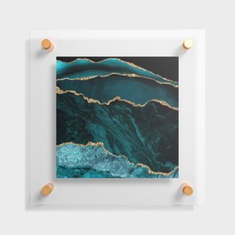 Teal Blue Emerald Marble Landscapes Floating Acrylic Print