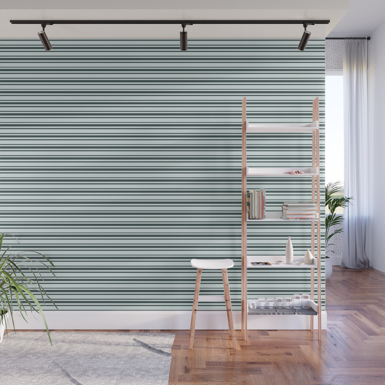 Night Watch Ppg1145 7 Horizontal Stripes Pattern 2 On Cave Pearl
