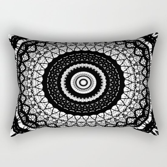 black and white mandala Rectangular Pillow