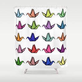 Multicoloured Origami Cranes Shower Curtain