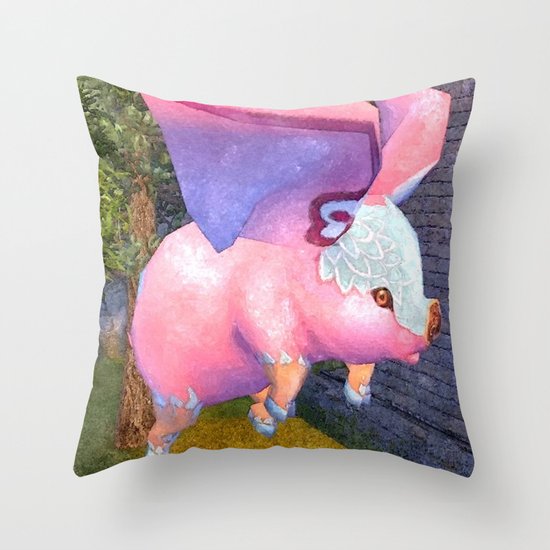 Flying Pig Throw Pillow
