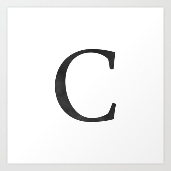 Letter C Initial Monogram Black and White Art Print