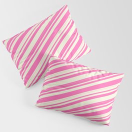 [ Thumbnail: Hot Pink & Beige Colored Lines Pattern Pillow Sham ]