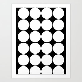 Black and White Retro Dot Pattern Art Print