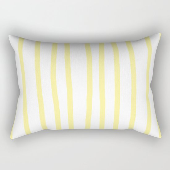 Simply Drawn Vertical Stripes in Pastel Yellow Rectangular Pillow