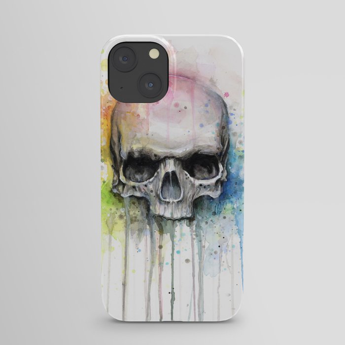 Skull Rainbow Watercolor iPhone Case