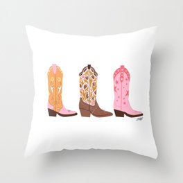 Pink Cowboy Boots  Throw Pillow