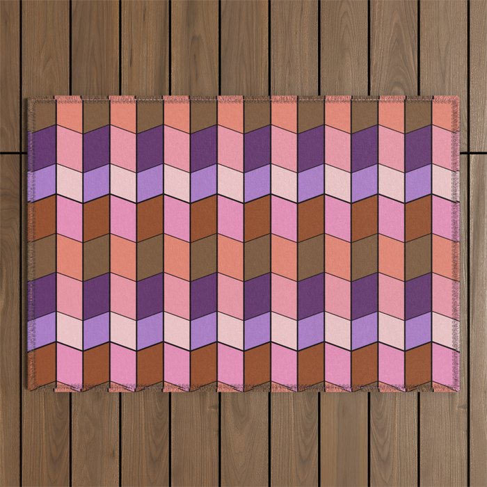 Geometric Op Art in Purple Outdoor Rug