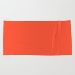 Solid bright red orange Beach Towel
