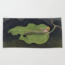 Ivar Arosenius - En Kålmask (A Caterpillar) 1908 Beach Towel