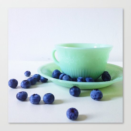 Retro Breakfast - Jadite and Blueberries Canvas Print