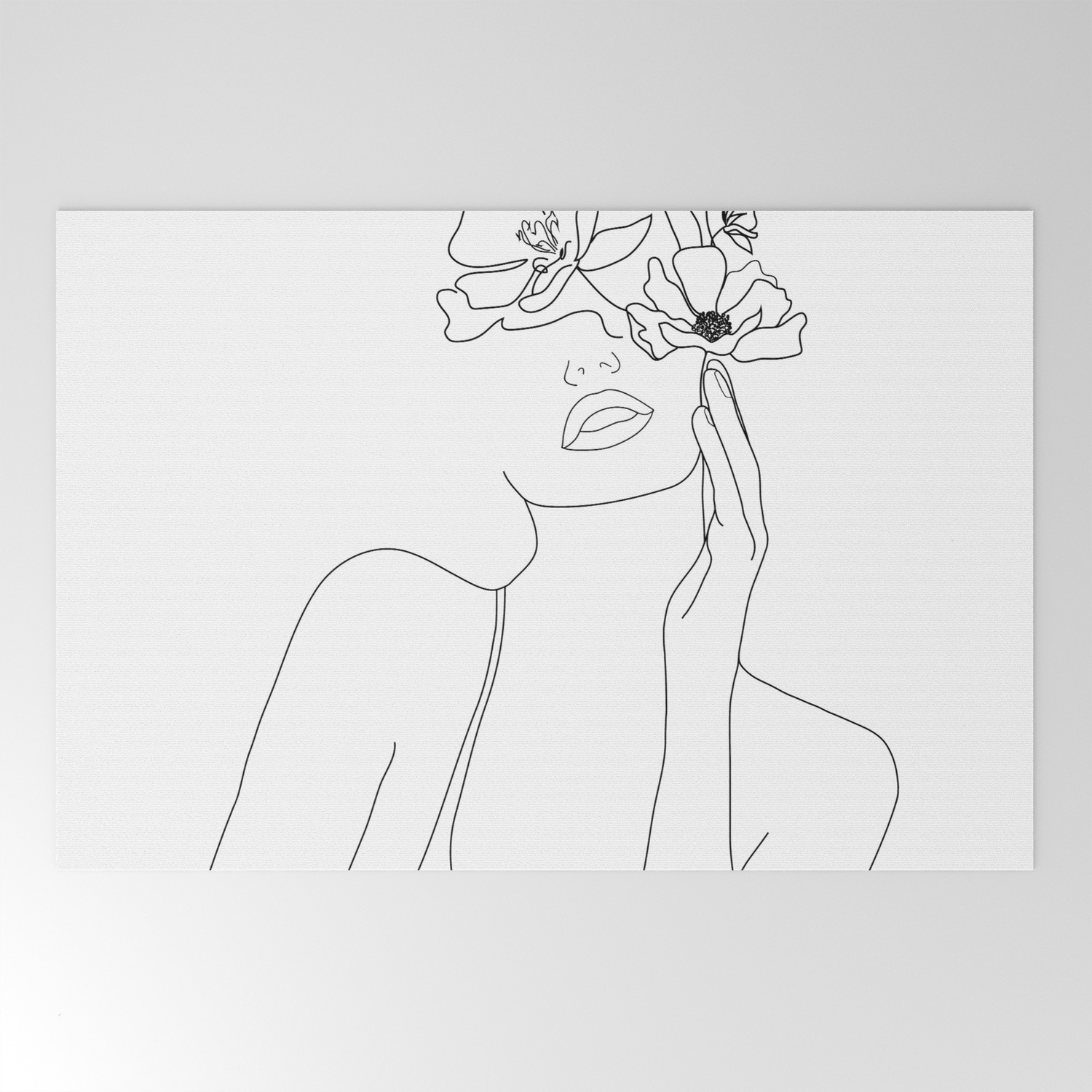 Minimal Line Art Woman With Flowers Welcome Mat By Nadja1 Society6,Easy Tumblr Voodoo Doll Easy Tumblr Halloween Drawings