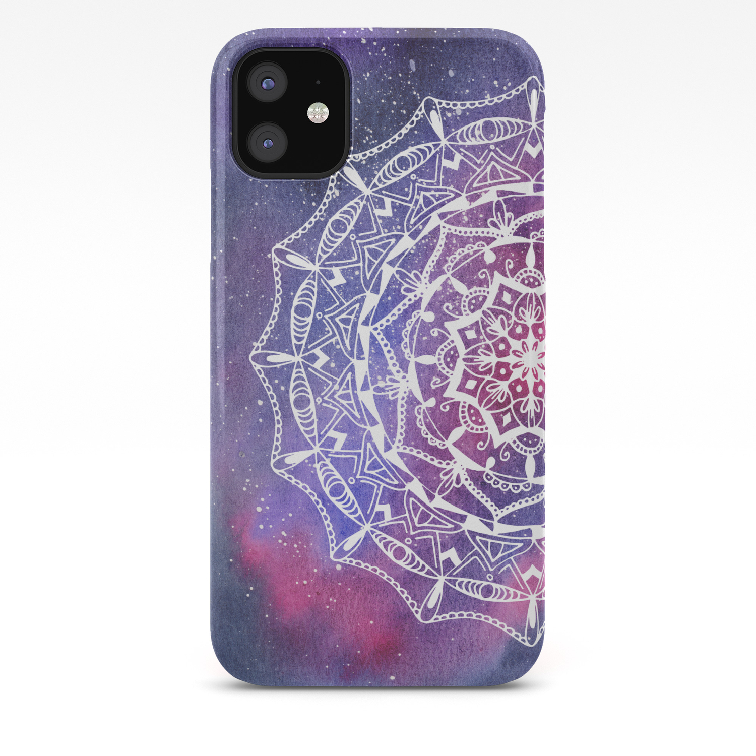 White Mandala On Galaxy Background Iphone Case By Motionsense