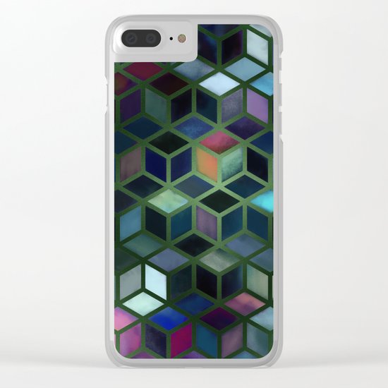 Pastel Boxes Green Clear iPhone Case