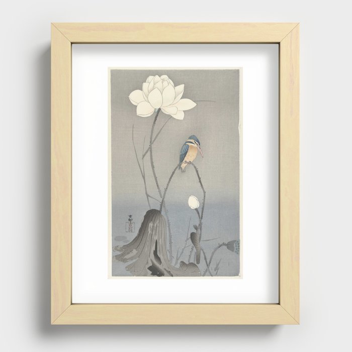 Kingfisher with Lotus Flower, Ohara Koson, 1900 - 1945 Recessed Framed Print